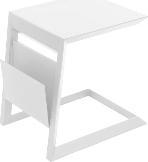 Masă Camera De Zi Pentru Spații Exterioare Mici Din Aluminiu Alb 55x45x55cm