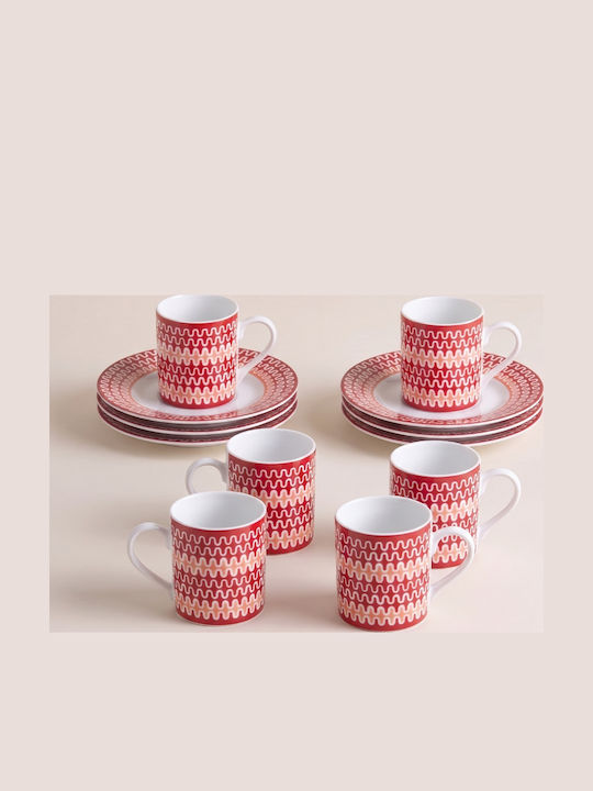 Ionia Illusion Set Cesti Cafea din Porțelan Roș...