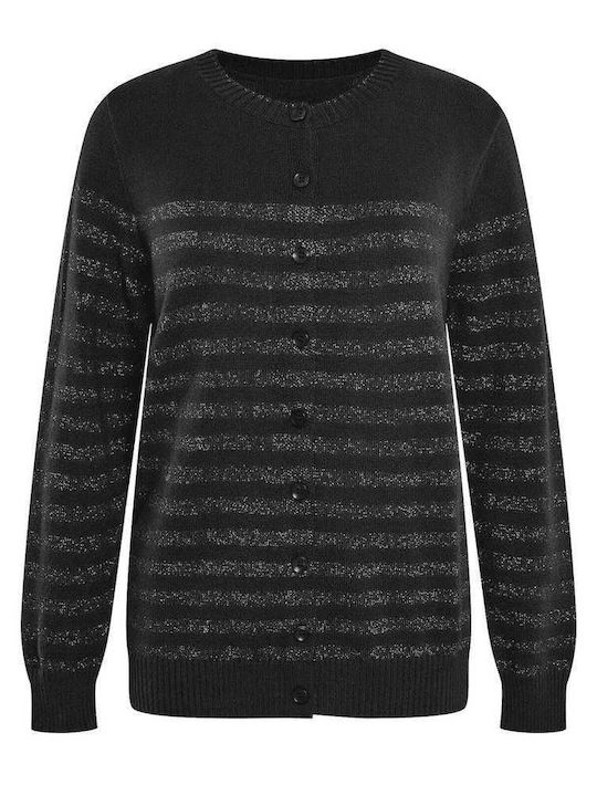 Celestino Women's Cardigan Metallic Stripes Black