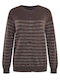 Celestino Women's Cardigan Metallic Stripes Brown