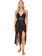 Sexy Babydoll Midi Mit Spitze Öffnungen Schwarz