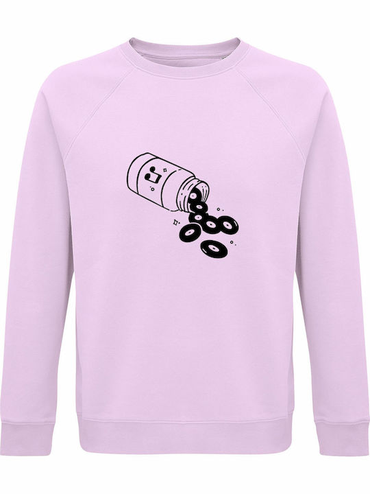 Bio-Baumwolle Unisex Sweatshirt "Music Is My Medicine Free Therapy" Cremiges Rosa