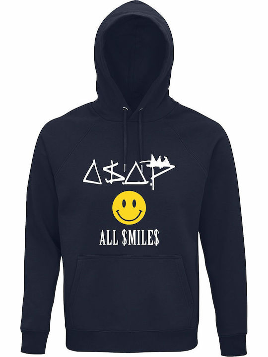 Блуза С Качулка Органичен Унисекс Asap Rocky All Smiles Френски Тъмносин
