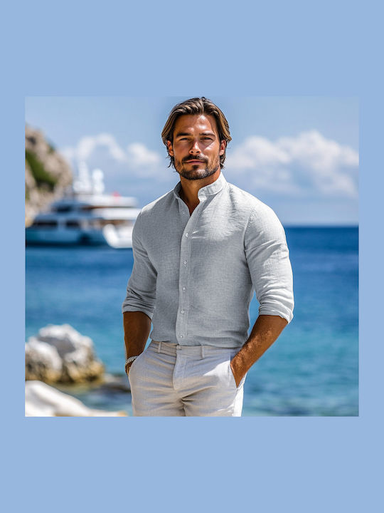 Panda Clothing Long Sleeve Linen Shirt in Regul...