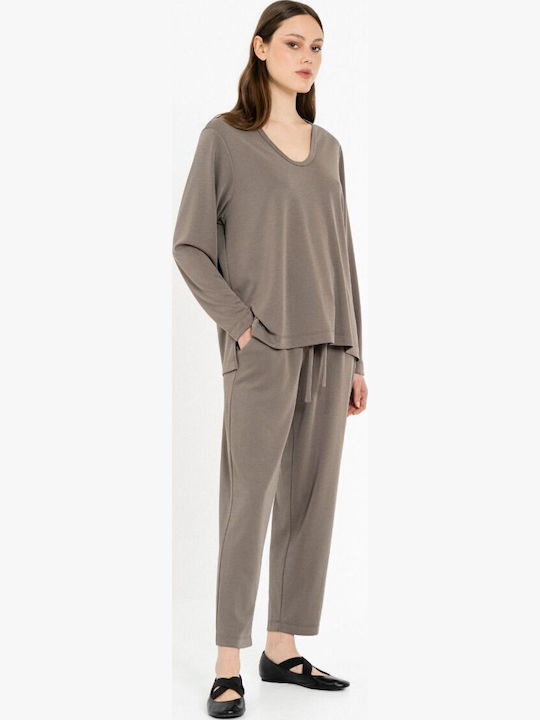 Women's Blouse Long Sleeve with V-Neck Puro