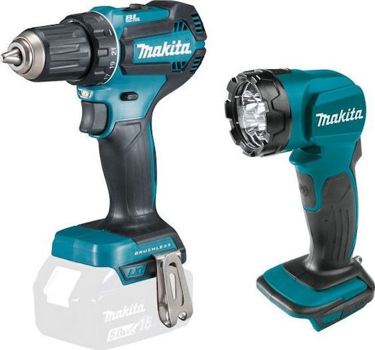 Makita DLX2349J Комплект Акумулаторна Бормашина и Фенер Brushless 18V с 3 Батерии 3Ah и Калъф