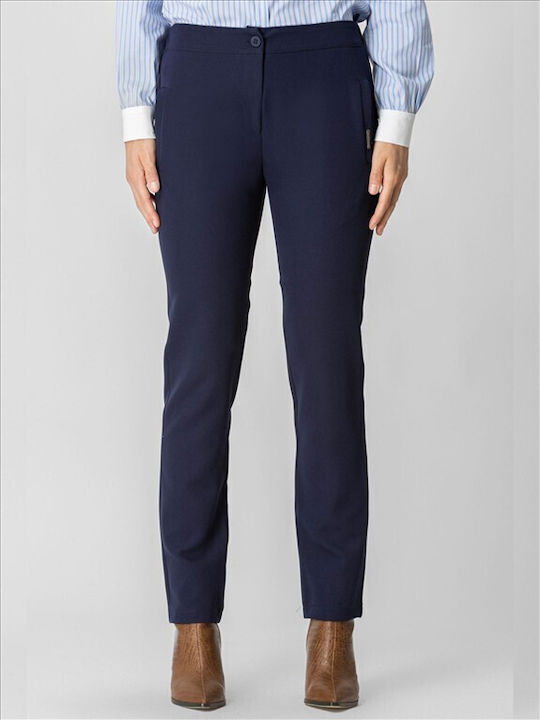 Chrisper Women's Fabric Trousers Blue