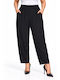 Women's Fabric Trousers with Rubber Band in Regular Fit Black WH-41531-27TR-BLACK