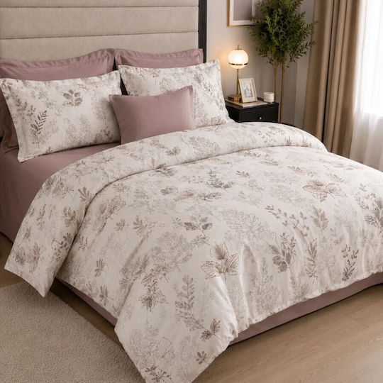 Pucioasa Σετ Παπλωματοθήκη 200x230cm Διπλή με 4 Μαξιλαροθήκες & 1 Σεντόνι Leaves1