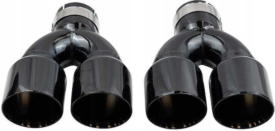 Mtuning Kaminrohr Auspuff Endstück Typ:36 101mmx2 Eingang 70mm Schwarz Chrom Set