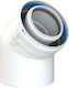 Poujoulat Coxdens Pp Alu Unghi Coaxial De Coș De Fum 45° Diametru 60/100mm Albă