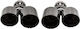 Mtuning Kaminrohr Auspuff Endstück Typ 32 89mmx2 Eingang 67mm Schwarz Chrom Set