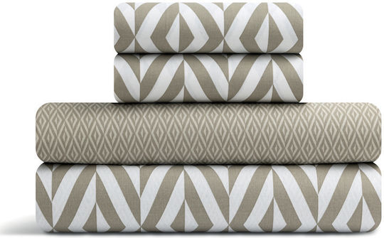Lino Home Ikat Module Cearceafuri De Pat Single 3 Bucăți 100x200+35 Cm Cu Hugger Din Cauciuc Ikat Bej Lino Home Ikat Module Cearceafuri De Pat Single 3 Bucăți 100x200+35 Cm Cu Hugger Din Cauciuc Ikat Bej