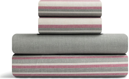 Lino Home Module Cearceafuri De Pat Single Cu Hugger Din Cauciuc 100x200+35cm Madison Dusty Roz 3buc