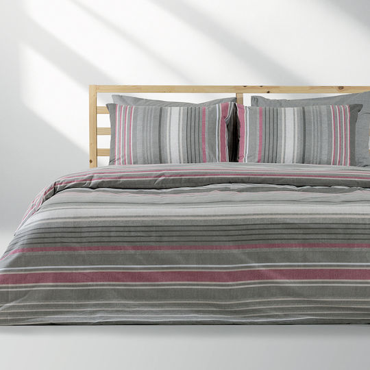 Lino Home Set Single Bed Sheets with Rubber Hugger 100x200+35cm Madison Dusty Pink 3 Pieces