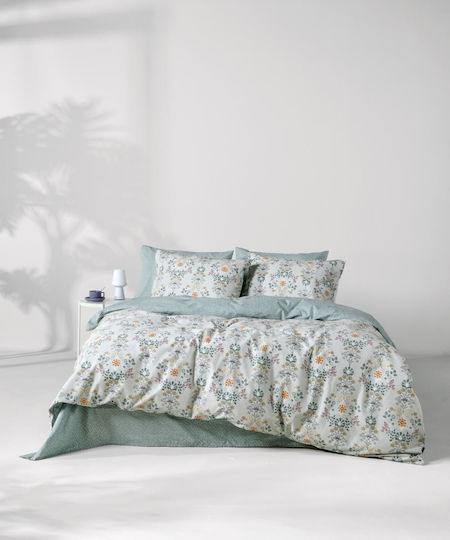 Kentia Marita Bed Sheet Set Super King 240x270cm Green-Multi (4 Pieces)