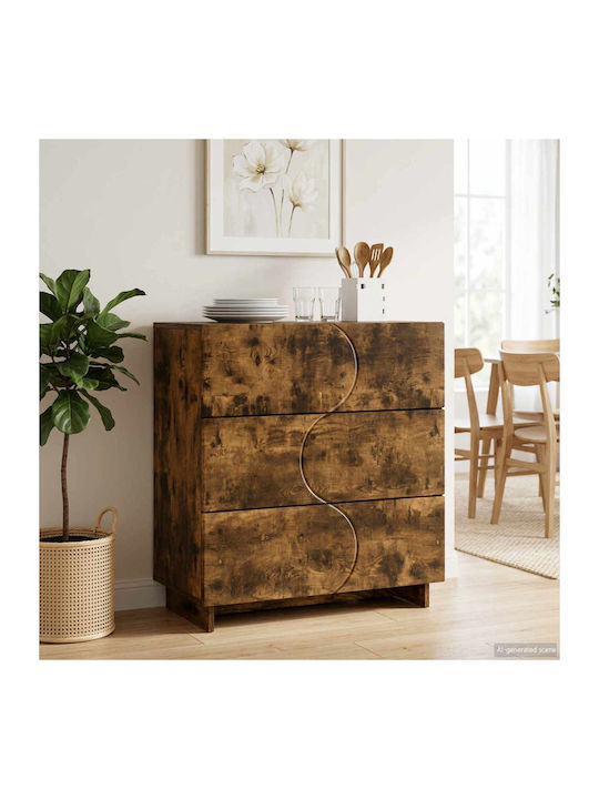 Wooden Sideboard with Drawers Brown 70x38x75cm