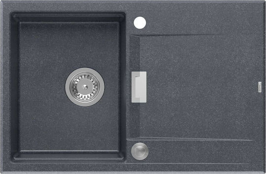 GraniteQ Owen Owen 111 Drop-In Kitchen Sink Made of Liquid Granite L76xW50cm Black