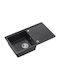 GraniteQ Tony 111 Chiuvetă Bucătărie Drop-In Din Granit Lichid L78xL45cm Neagră