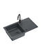 GraniteQ Go Max Drop-In Kitchen Sink Made of Liquid Granite with Faucet L77xW44cm Black