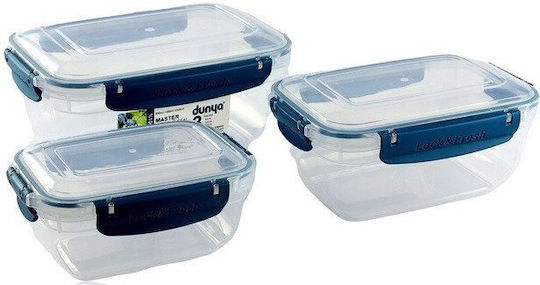 Katex Set Of Transparent Plastic Lunch Boxes 15x20.5cm 3 Pieces