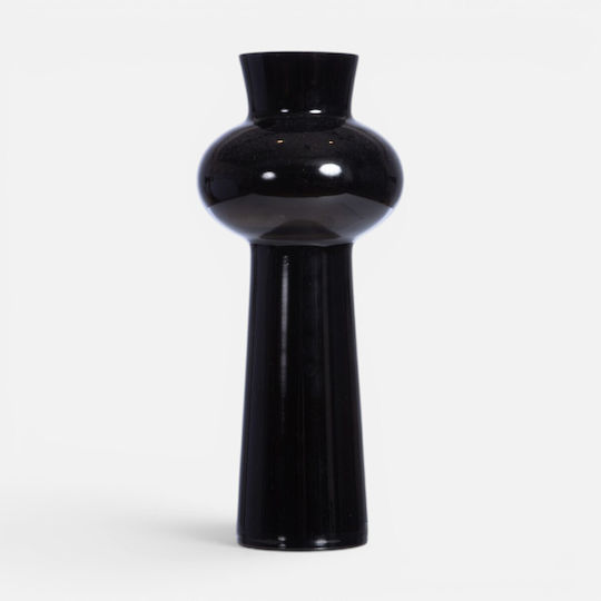 Nef-Nef Homeware Decorative Glass Vase Diple Black Diameter 12xHeight 28.5cm