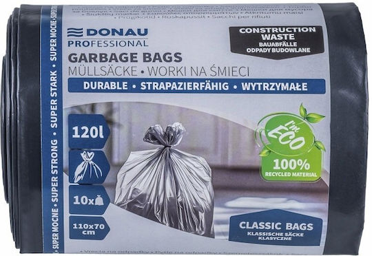 Donau Reinforced Trash Bags Capacity 120lt 110x70cm 10pcs Black