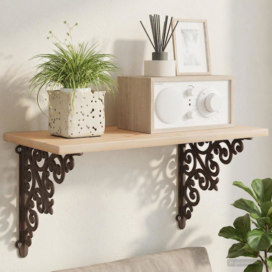 vidaXL Heavy-Duty Shelf Bracket Made of Stainless Steel in Brown Colour 95x95mm 2 Pieces 42038808