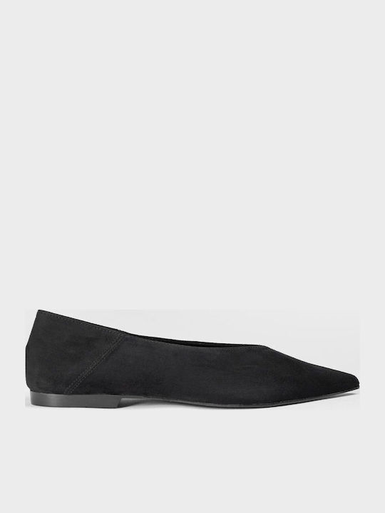 Wildleder Damen Ballerinas Spitz zulaufend Schwarze