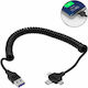 Awei USB към Lightning / Type-C / micro USB Кабел 2.4A Черен 1.5m CL-205