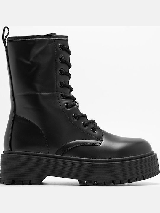 Damen Kampfstiefel Schwarz
