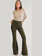 Women's Flared Khaki Jean Pants