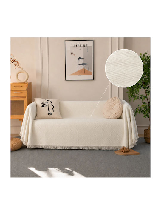 My Home Luxury Throws Set 3 Pcs Ecru