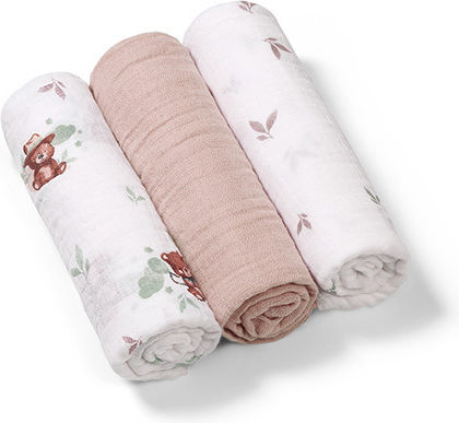 Babyono Muslin Swaddle Blankets Beige 70x70cm 3pcs