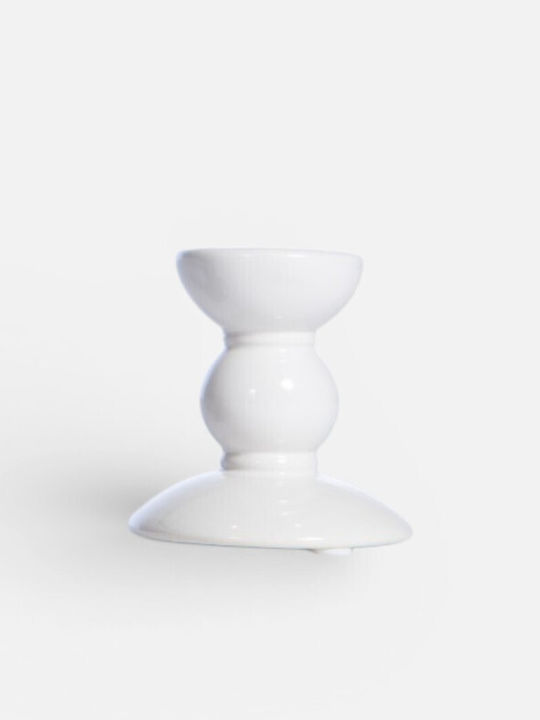 Nef-Nef Homeware Кандилница Керамична в Бял Цвят 8x8.5см