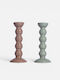 Nef-Nef Homeware Soil Kerzenhalter Keramik in Braune Farbe 8.5x19.5cm