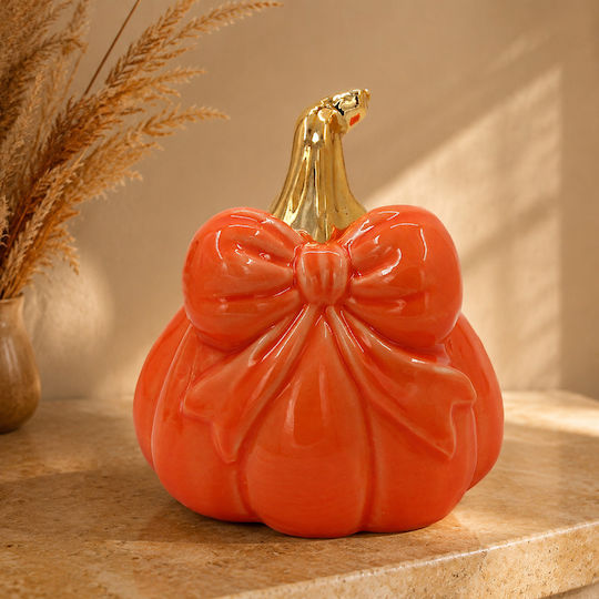Decorative Ceramic Pumpkin Φ9x9 In Orange Gold Keskor 68271-2