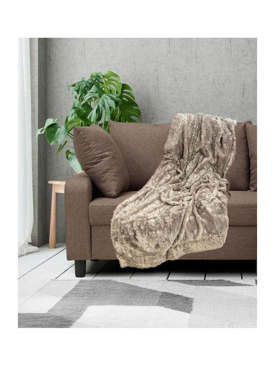 Linea Home Pelzige Decke Übergröße 220x240cm Beige