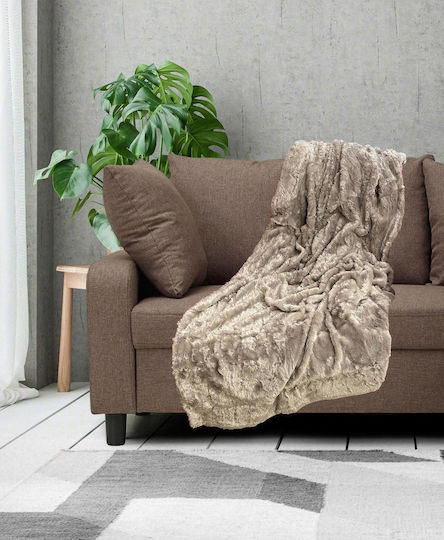 Linea Home Furry Blanket Super Double 220x240cm Beige