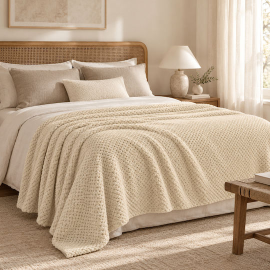 My Home Luxury Κουβέρτα Fleece Μονή 160x220εκ. Μπεζ