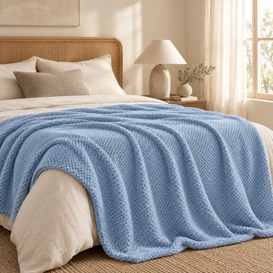 My Home Luxury Blanket Fleece Single 160x220cm Blue