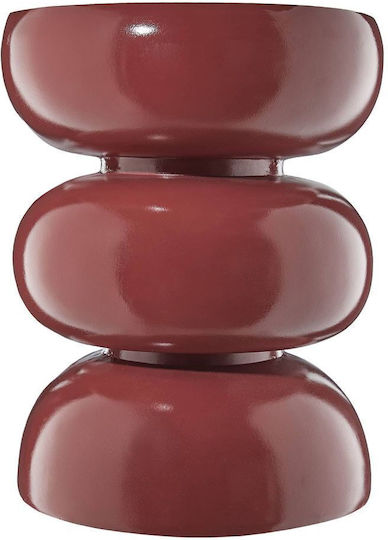Rundes Beistelltisch Rot/Braun Rote Keramik Durchmesser 35cm x Höhe 45cm M35xT35xH45cm