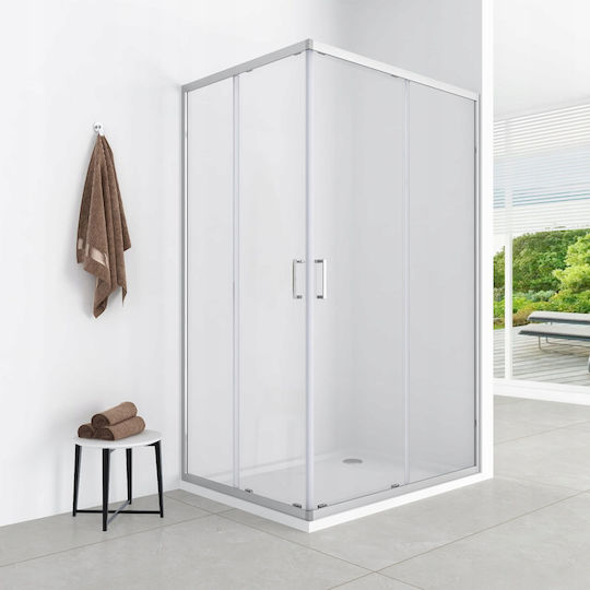 Aptel Duschabtrennung mit Schiebetür 80x100cm Klarglas Chrom