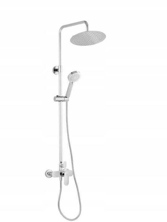 Ferro Adjustable Shower Column with Bathtub Mixer Silver