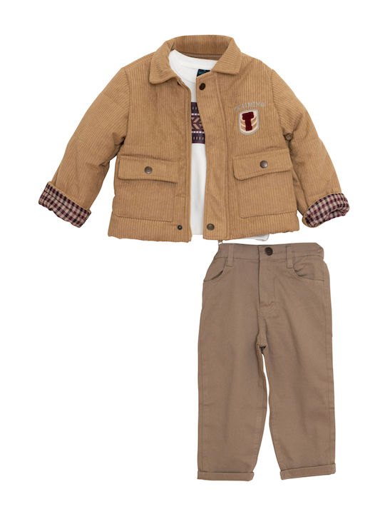 Restart Kids Set with Pants & Coat 3 Pieces Brown