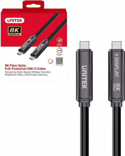 Unitek Cablu Video USB-C Masculin - USB-C 60W PD Negru 7m