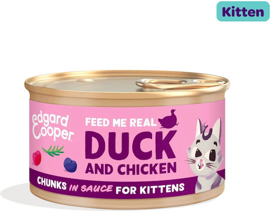 Edgard Cooper Nasses Katzenfutter mit Ente, Huhn und Fleisch ohne Getreide 85g