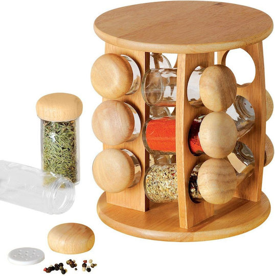 Orion Rotating Spice Organizers Wooden Transparent 13 Pieces