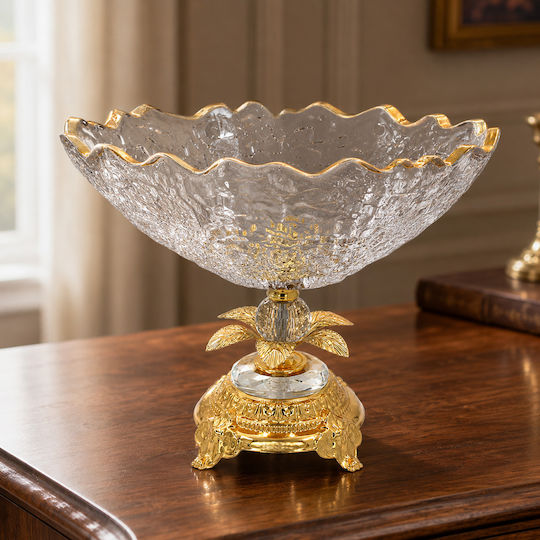 Keskor Dekorative Schale Glas Gold 30x16x24cm