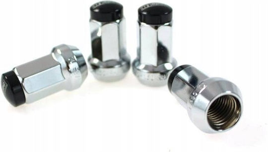 D1spec Σφυρήλατα Παξιμάδια Χάλυβα M12x1,25 37mm Ασημί Μαύρα